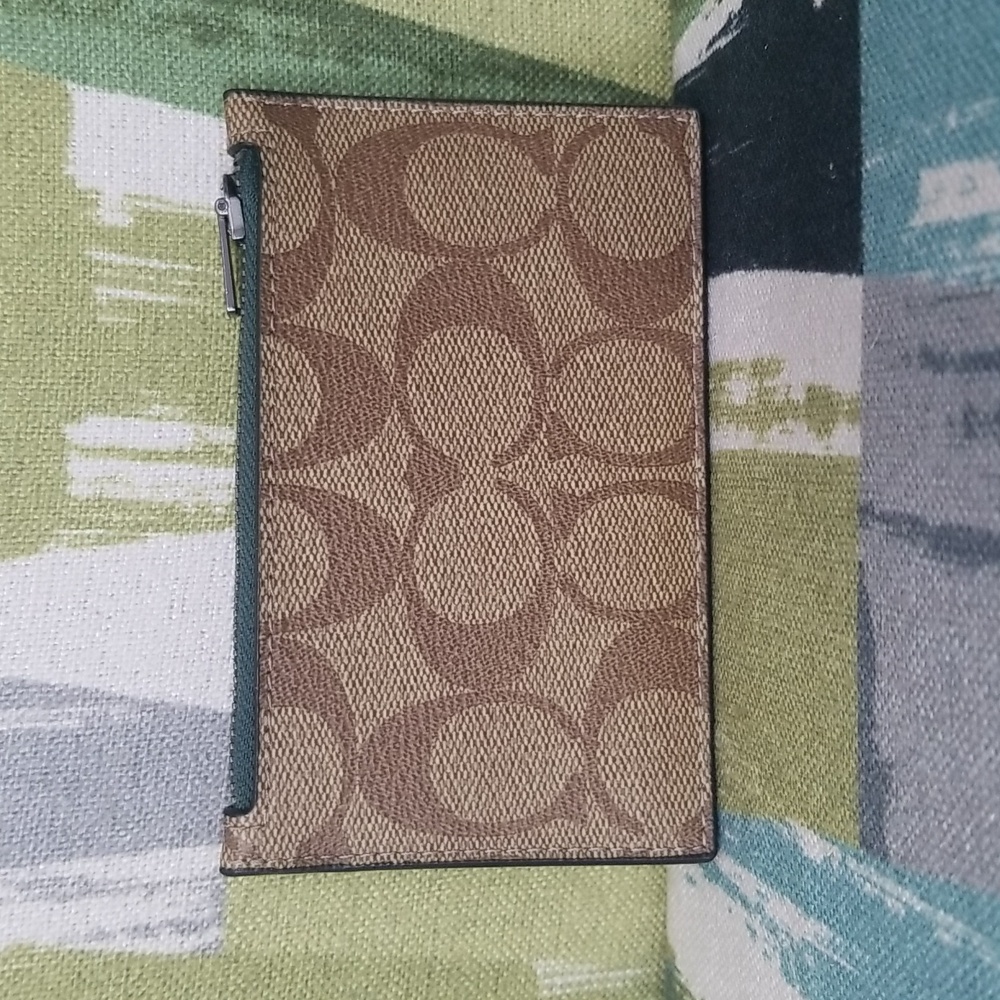 Coach Signature Card Case In Green